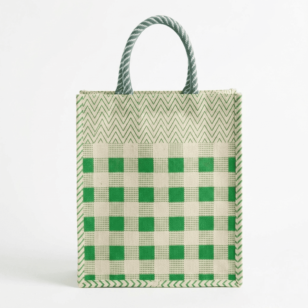 Jute Tote Bag with Zip (Green-Box) - Media 1