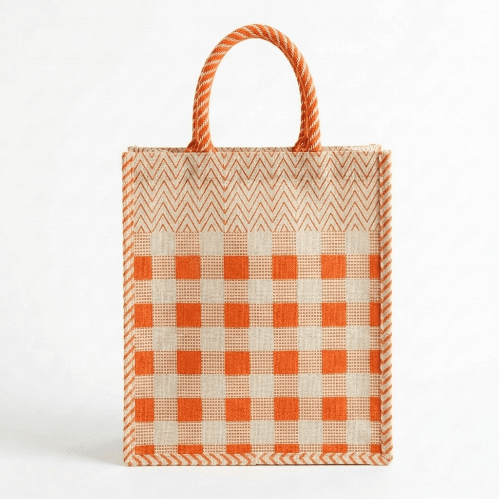 Jute Tote Bag with Zip (orange-Box)
