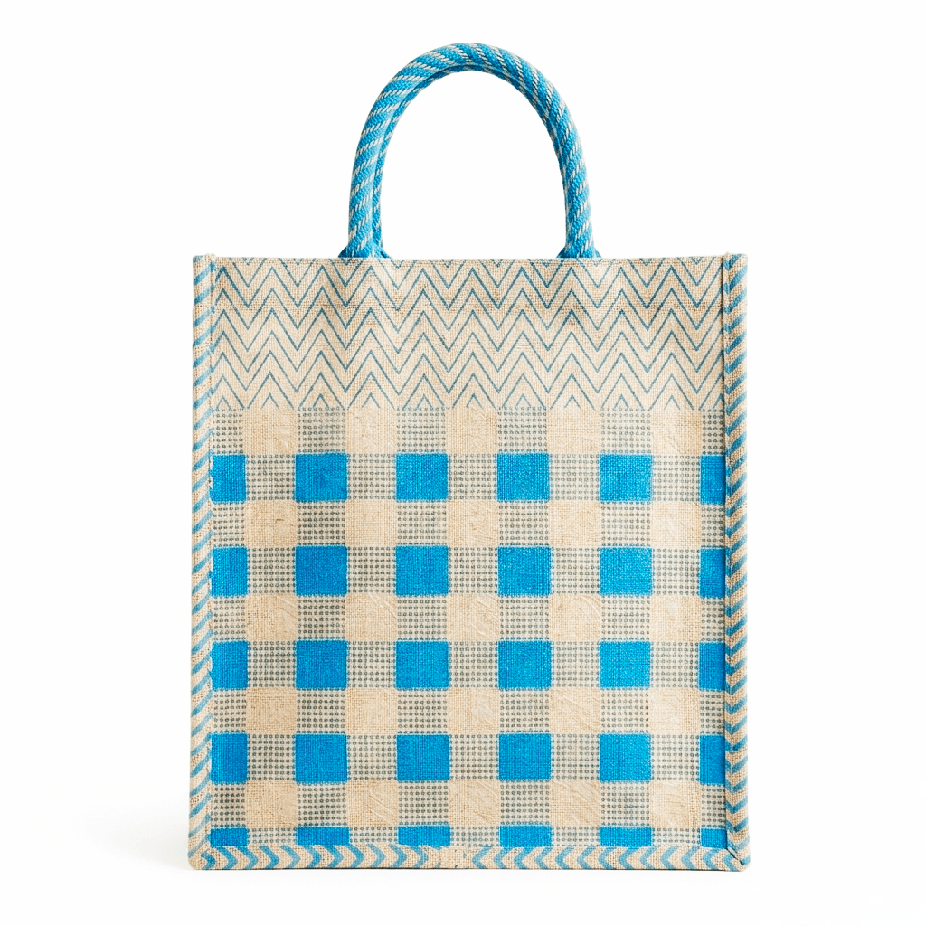 Jute Tote Bag with Zip (blue-Box)