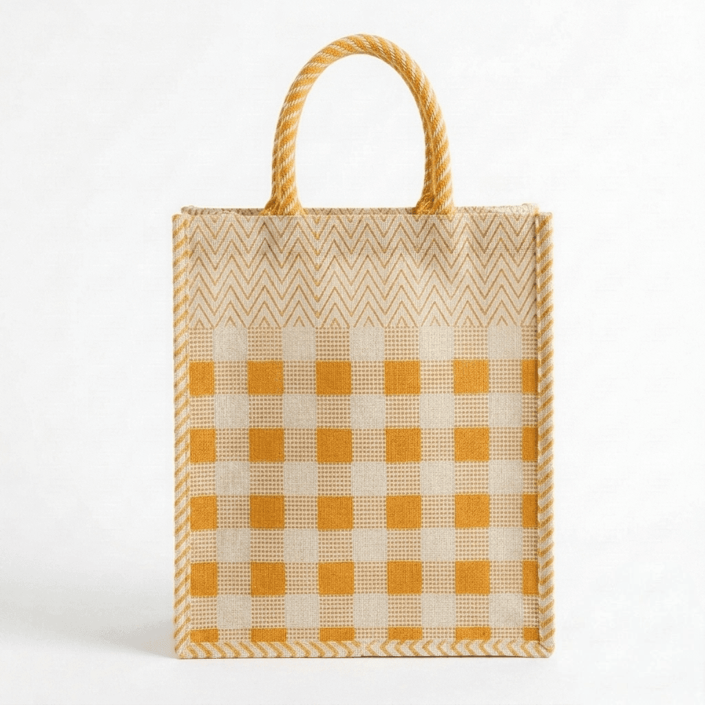 Jute Tote Bag with Zip (Yellow-Box)
